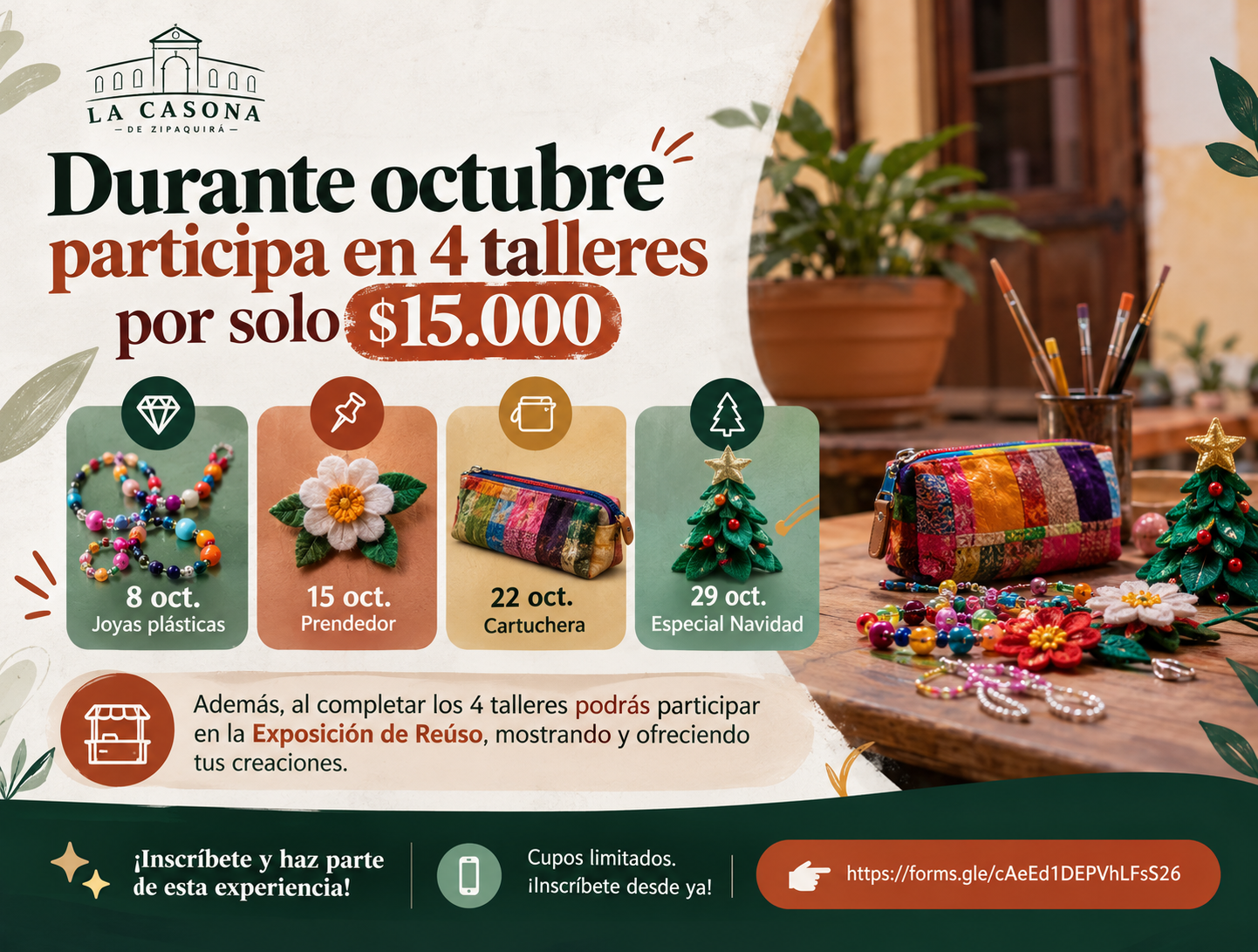 Durante octubre participa en 4 talleres